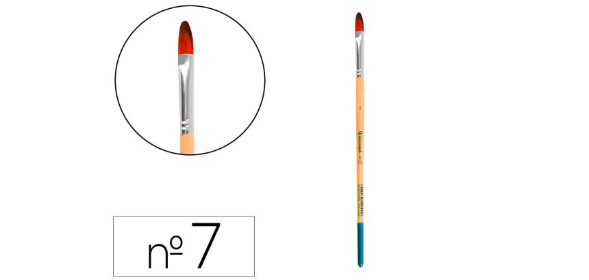 Pincel para pintura acrilica y acuarela liderpapel n 7 punta filbert / lengua gato de pelo sintetico certificado