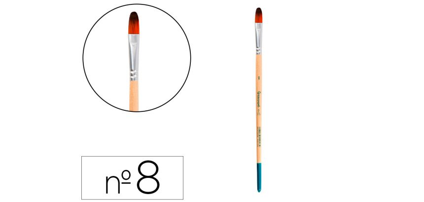 Pincel para pintura acrilica y acuarela liderpapel n 8 punta filbert / lengua gato de pelo sintetico certificado
