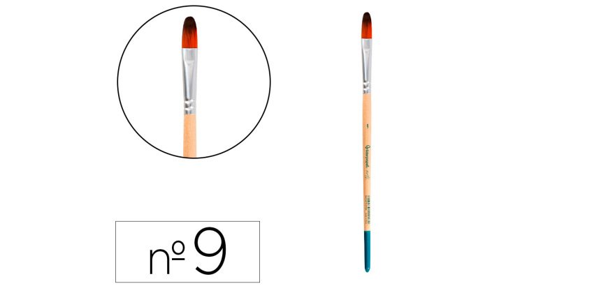 Pincel para pintura acrilica y acuarela liderpapel n 9 punta filbert / lengua gato de pelo sintetico certificado