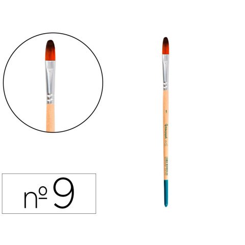 Pincel para pintura acrilica y acuarela liderpapel n 9 punta filbert / lengua gato de pelo sintetico certificado