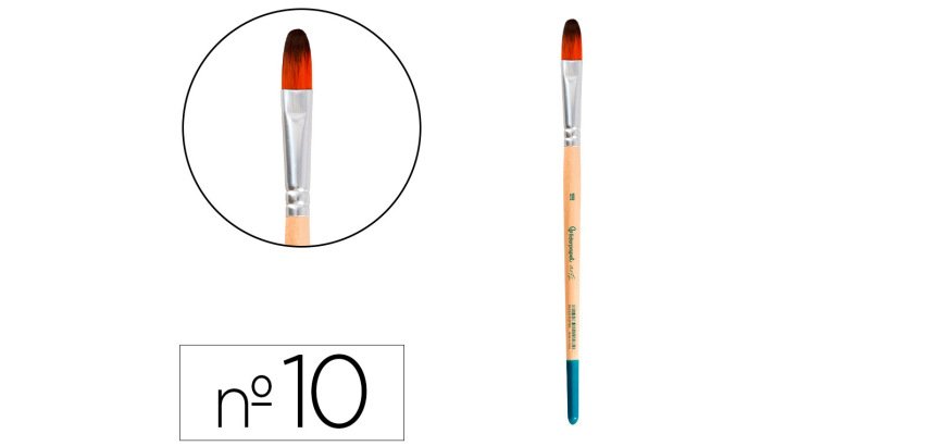 Pincel para pintura acrilica y acuarela liderpapel n 10 punta filbert / lengua gato de pelo sintetico certificado