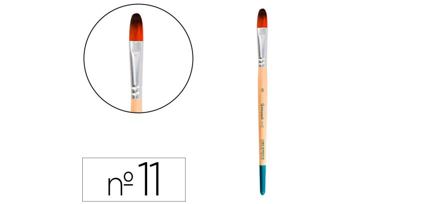 Pincel para pintura acrilica y acuarela liderpapel n 11 punta filbert / lengua gato de pelo sintetico certificado