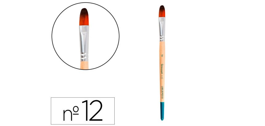 Pincel para pintura acrilica y acuarela liderpapel n 12 punta filbert / lengua gato de pelo sintetico certificado
