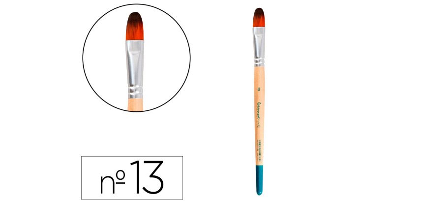 Pincel para pintura acrilica y acuarela liderpapel n 13 punta filbert / lengua gato de pelo sintetico certificado
