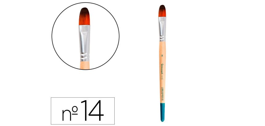 Pincel para pintura acrilica y acuarela liderpapel n 14 punta filbert / lengua gato de pelo sintetico certificado