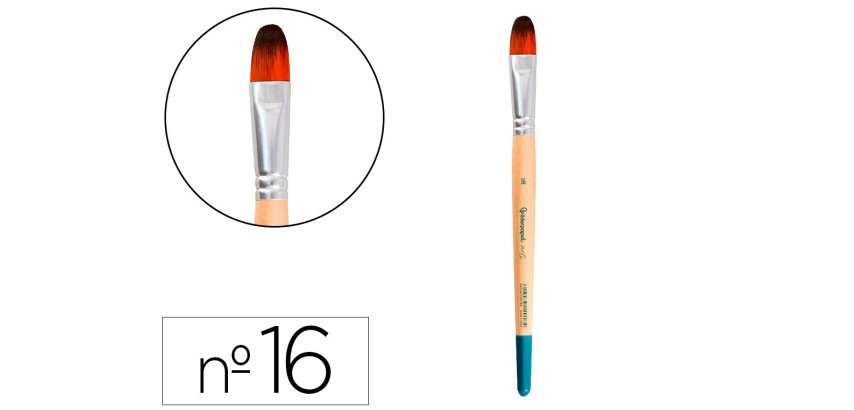 Pincel para pintura acrilica y acuarela liderpapel n 16 punta filbert / lengua gato de pelo sintetico certificado