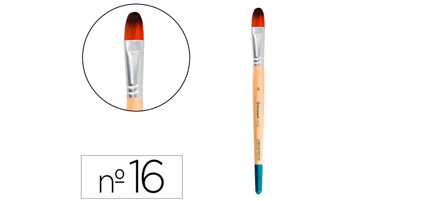 Pincel para pintura acrilica y acuarela liderpapel n 16 punta filbert / lengua gato de pelo sintetico certificado