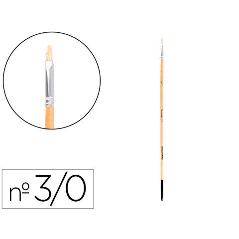 Pincel para pintura al oleo y acrilica liderpapel nº 000 punta plana de pelo de cerda