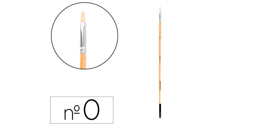 Pincel para pintura al oleo y acrilica liderpapel nº 0 punta plana de pelo de cerda