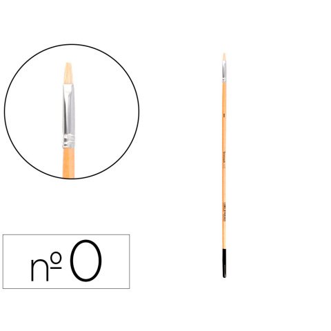 Pincel para pintura al oleo y acrilica liderpapel nº 0 punta plana de pelo de cerda