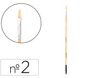 Pincel para pintura al oleo y acrilica liderpapel nº 2 punta plana de pelo de cerda