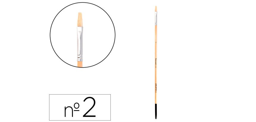 Pincel para pintura al oleo y acrilica liderpapel nº 2 punta plana de pelo de cerda
