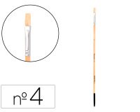 Pincel para pintura al oleo y acrilica liderpapel nº 4 punta plana de pelo de cerda