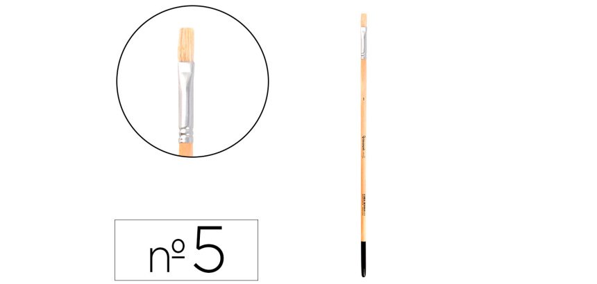 Pincel para pintura al oleo y acrilica liderpapel nº 5 punta plana de pelo de cerda