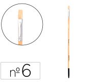 Pincel para pintura al oleo y acrilica liderpapel n 6 punta plana de pelo de cerda