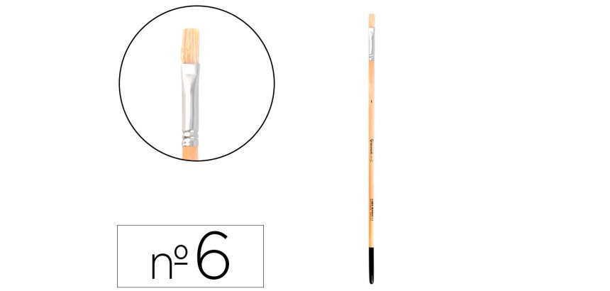 Pincel para pintura al oleo y acrilica liderpapel n 6 punta plana de pelo de cerda
