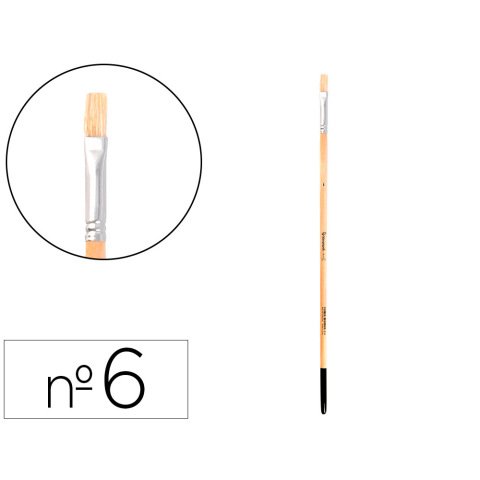 Pincel para pintura al oleo y acrilica liderpapel n 6 punta plana de pelo de cerda
