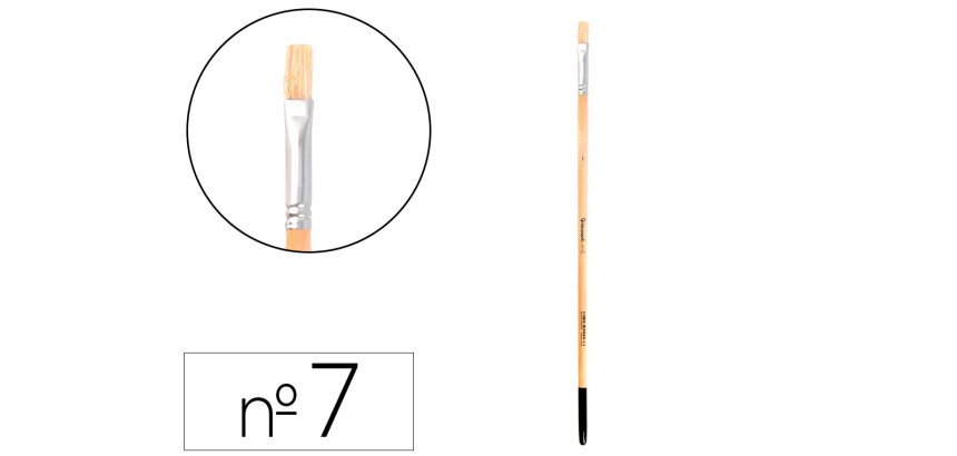 Pincel para pintura al oleo y acrilica liderpapel nº 7 punta plana de pelo de cerda