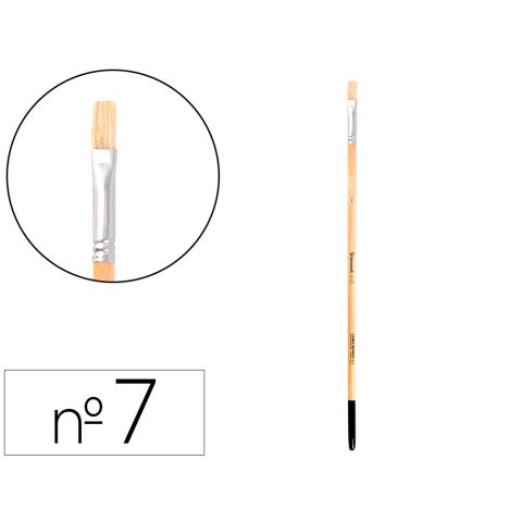 Pincel para pintura al oleo y acrilica liderpapel nº 7 punta plana de pelo de cerda
