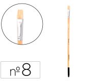 Pincel para pintura al oleo y acrilica liderpapel nº 8 punta plana de pelo de cerda