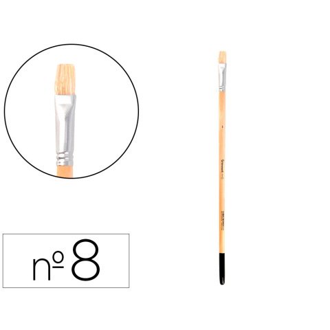 Pincel para pintura al oleo y acrilica liderpapel nº 8 punta plana de pelo de cerda