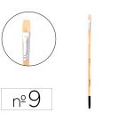 Pincel para pintura al oleo y acrilica liderpapel nº 9 punta plana de pelo de cerda