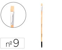 Pincel para pintura al oleo y acrilica liderpapel nº 9 punta plana de pelo de cerda