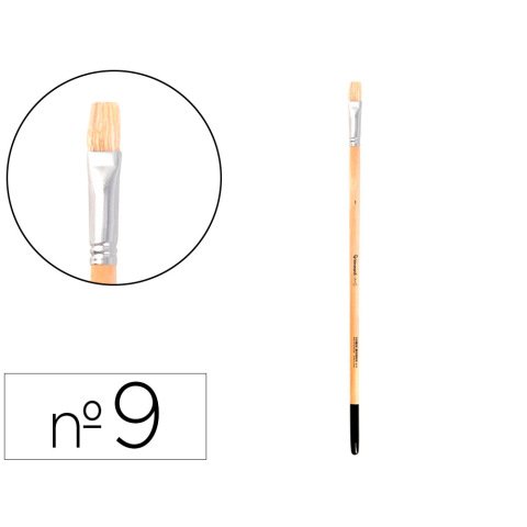 Pincel para pintura al oleo y acrilica liderpapel nº 9 punta plana de pelo de cerda