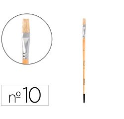 Pincel para pintura al oleo y acrilica liderpapel nº10 punta plana de pelo de cerda