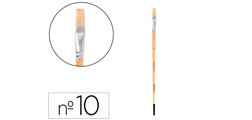 Pincel para pintura al oleo y acrilica liderpapel nº10 punta plana de pelo de cerda