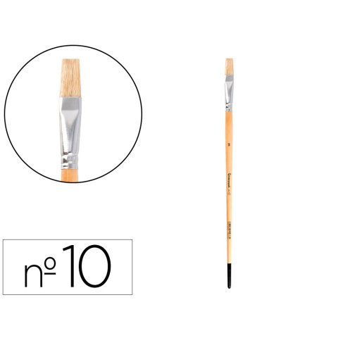 Pincel para pintura al oleo y acrilica liderpapel nº10 punta plana de pelo de cerda