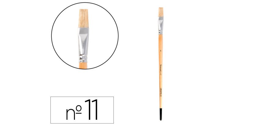 Pincel para pintura al oleo y acrilica liderpapel nº 11 punta plana de pelo de cerda