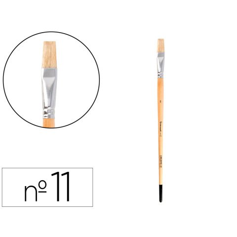 Pincel para pintura al oleo y acrilica liderpapel nº 11 punta plana de pelo de cerda