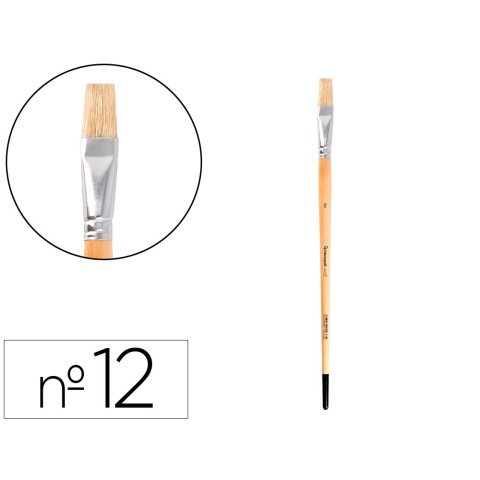 Pincel para pintura al oleo y acrilica liderpapel nº12 punta plana de pelo de cerda
