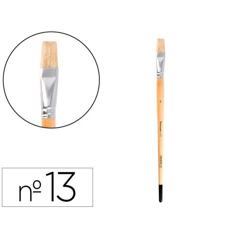 Pincel para pintura al oleo y acrilica liderpapel nº13 punta plana de pelo de cerda