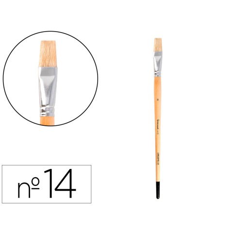 Pincel para pintura al oleo y acrilica liderpapel n º14 punta plana de pelo de cerda