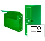 Caja archivo definitivo plastico liderpapel lomo 100 mm verde 360x100x260 mm