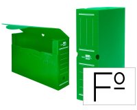 Caja archivo definitivo plastico liderpapel lomo 100 mm verde 360x100x260 mm