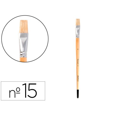 Pincel para pintura al oleo y acrilica liderpapel nº15 punta plana de pelo de cerda
