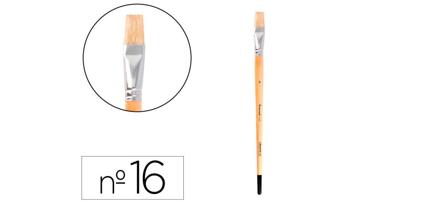 Pincel para pintura al oleo y acrilica liderpapel nº16 punta plana de pelo de cerda