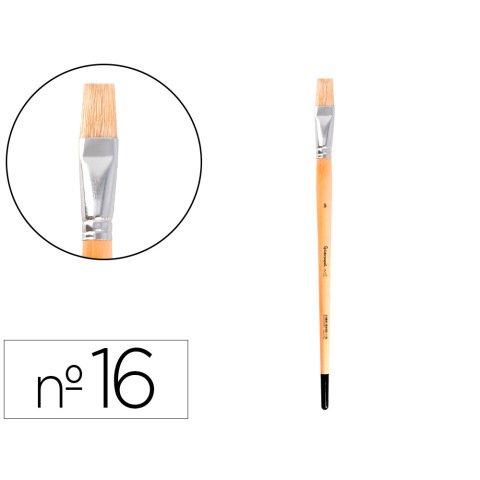 Pincel para pintura al oleo y acrilica liderpapel nº16 punta plana de pelo de cerda