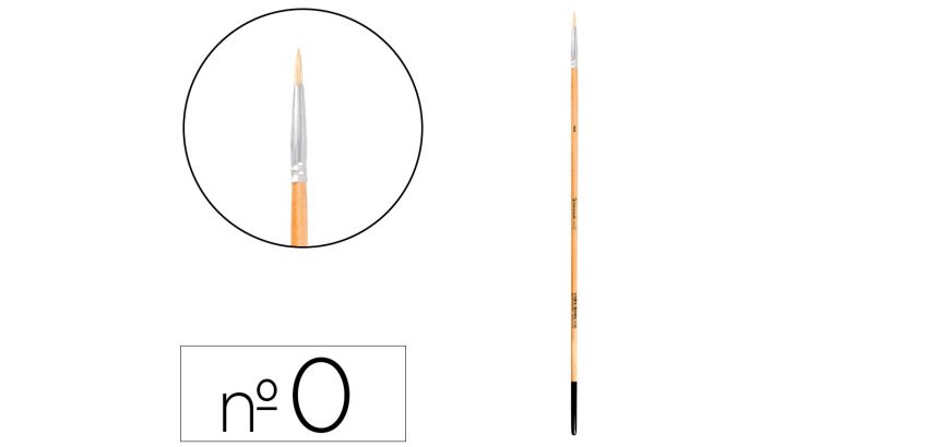 Pincel para pintura al oleo y acrilica liderpapel nº 0 punta redonda de pelo de cerda
