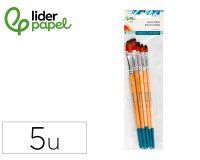 Pinceles sinteticos liderpapel punta plana bolsa de 5 unidades tamaños surtidos certificado fsc