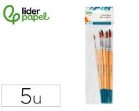 Pinceles sinteticos liderpapel punta redonda bolsa de 5 unidades tamaños surtidos certificado fsc