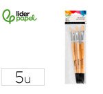 Pinceles de pelo de cerda liderpapel puntas surtidas bolsa de 5 unidades