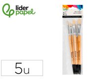 Pinceles de pelo de cerda liderpapel puntas surtidas bolsa de 5 unidades certificado fsc