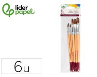 Pinceles de pelo de pony liderpapel puntas surtidas bolsa de 6 unidades