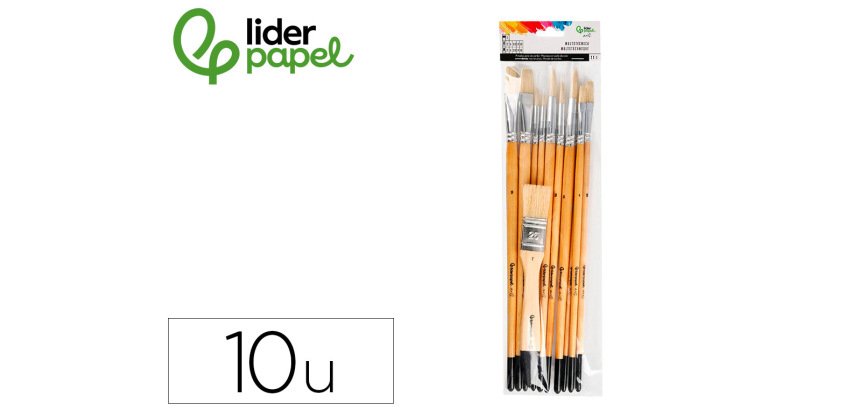 Pinceles de pelo de cerda liderpapel puntas surtidas bolsa de 11 unidades