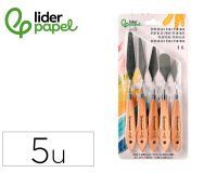 Espatula para pintura liderpapel metalica mango de madera juego de 5 unidades tamaños surtidos certificado
