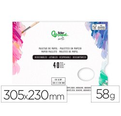 Paletas de papel desechables liderpapel para pintura 40 hojas gramaje 58g/m2 con agujero para pulgar